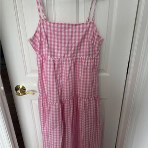 Jcrew Pink Gingham Sleeveless Dress